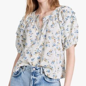 THE GREAT. 100% Cotton Carriage Top ~ Cream Kerchief Rose Print